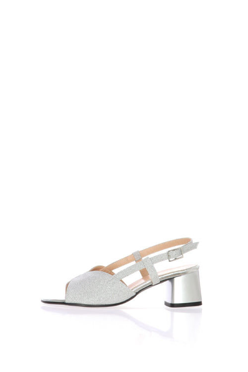 Sandalo glitterato platino e argento  con tacco basso Soffice Sogno - 2