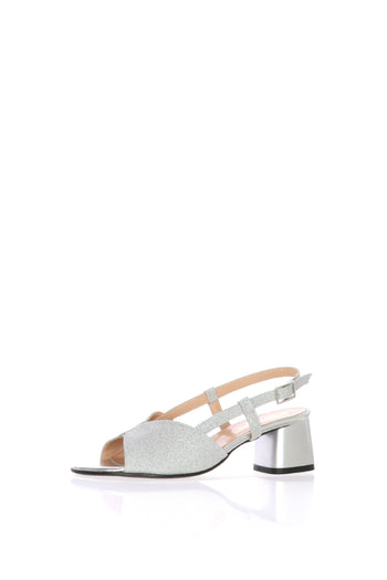 Sandalo glitterato platino e argento  con tacco basso Soffice Sogno - 4