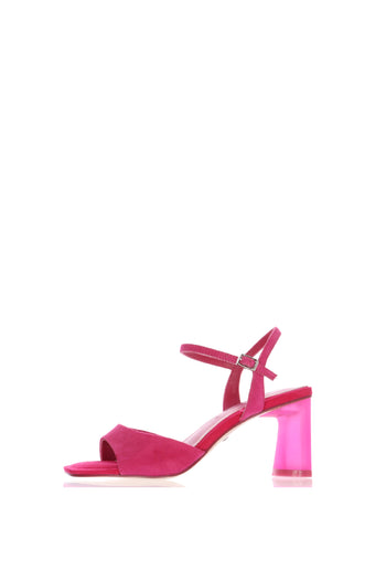 Sandalo in camoscio fuxia e blu con tacco Tamaris - 3