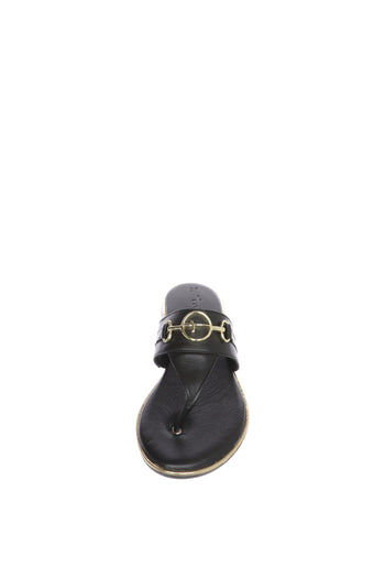 Sandalo infradito in pelle nero o platino Tamaris - 3