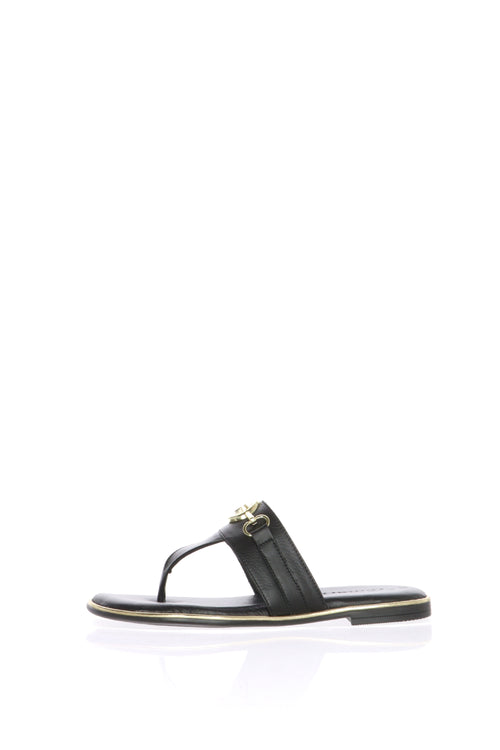 Sandalo infradito in pelle nero o platino Tamaris - 2