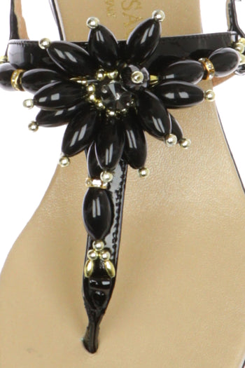 Sandalo infradito in vernice nera con accessorio Soffice Sogno - 3