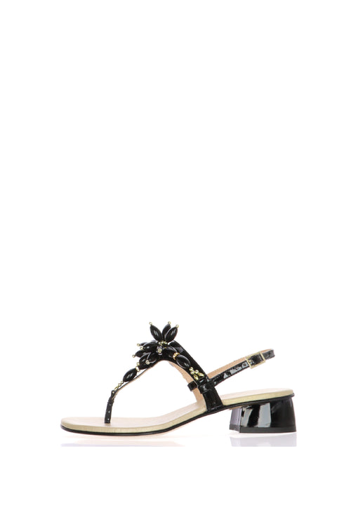 Sandalo infradito in vernice nera con accessorio Soffice Sogno - 1