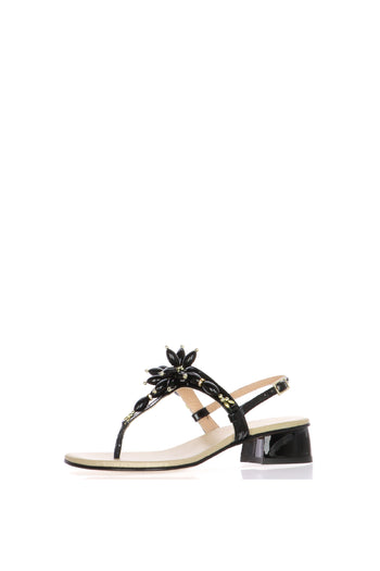 Sandalo infradito in vernice nera con accessorio Soffice Sogno - 4