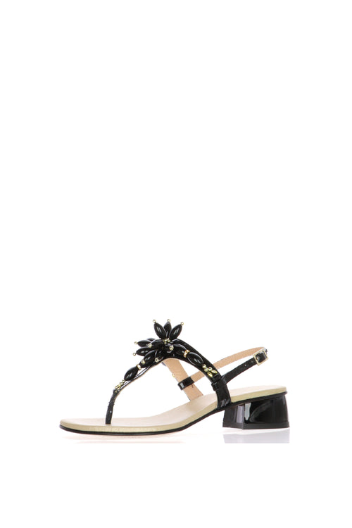 Sandalo infradito in vernice nera con accessorio Soffice Sogno - 2