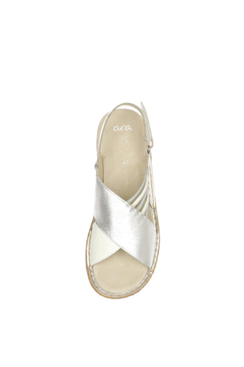 Sandalo in pelle argento con fasce elastiche - 5