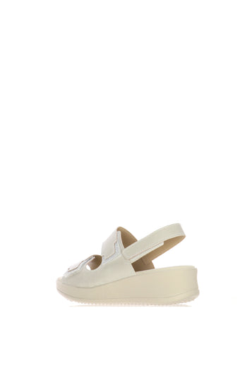 Sandalo in pelle  beige con strappi  plantare estraibile - 4