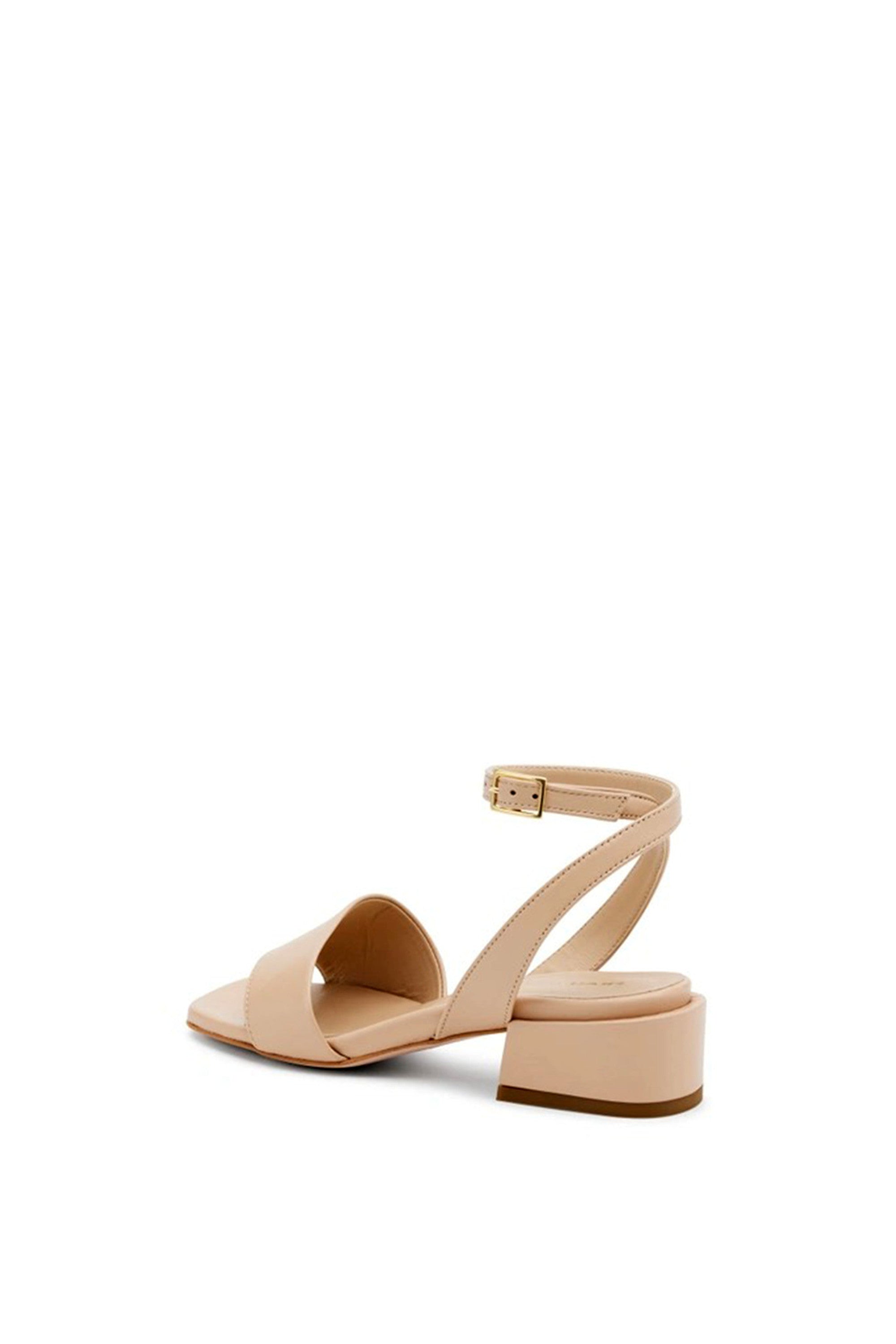 Sandalo  in pelle beige tacco basso Frau