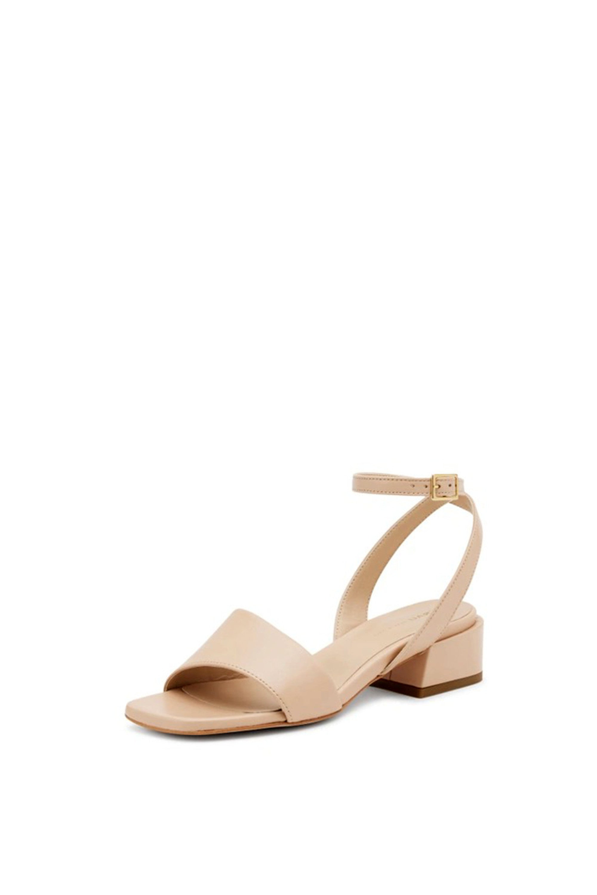 Sandalo  in pelle beige tacco basso Frau