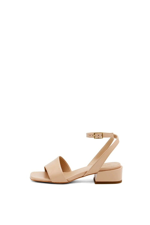 Sandalo  in pelle beige tacco basso Frau - 1