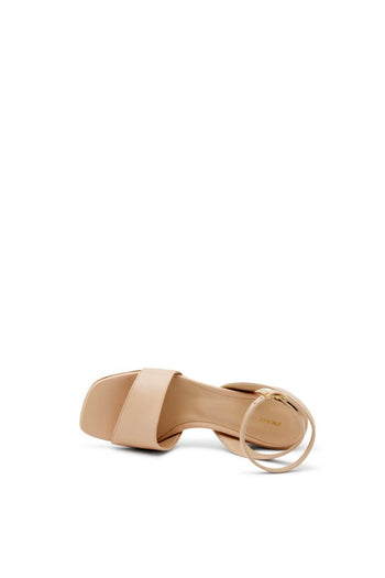 Sandalo  in pelle beige tacco basso Frau - 5