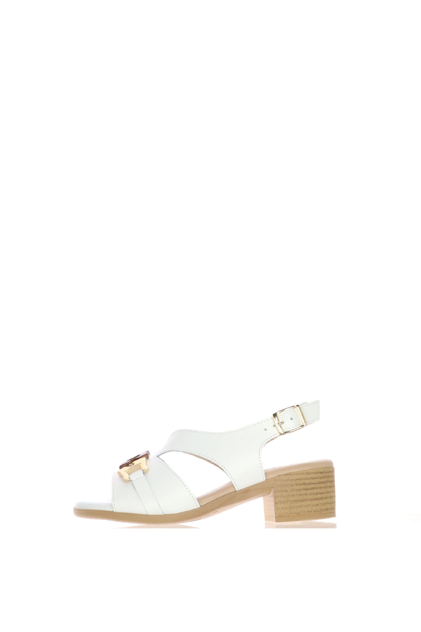 Sandalo  in pelle bianca  con tacco basso