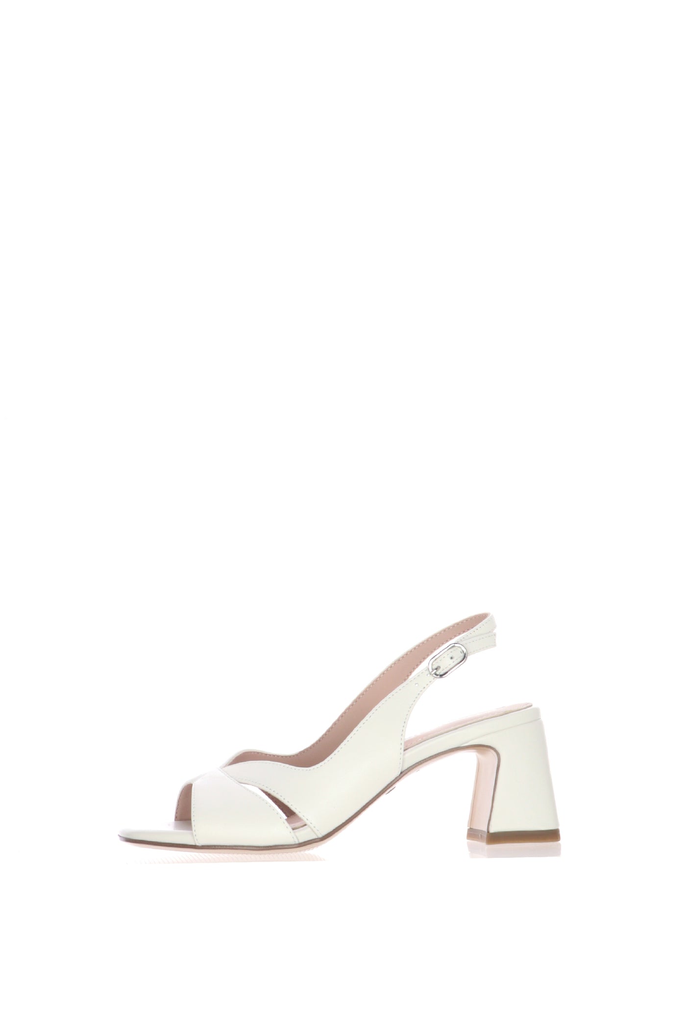 Sandalo in pelle bianco con tacco