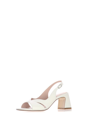 Sandalo in pelle bianco con tacco - 3