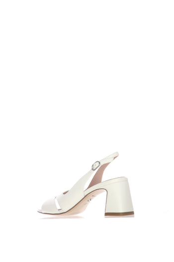 Sandalo in pelle bianco con tacco - 4