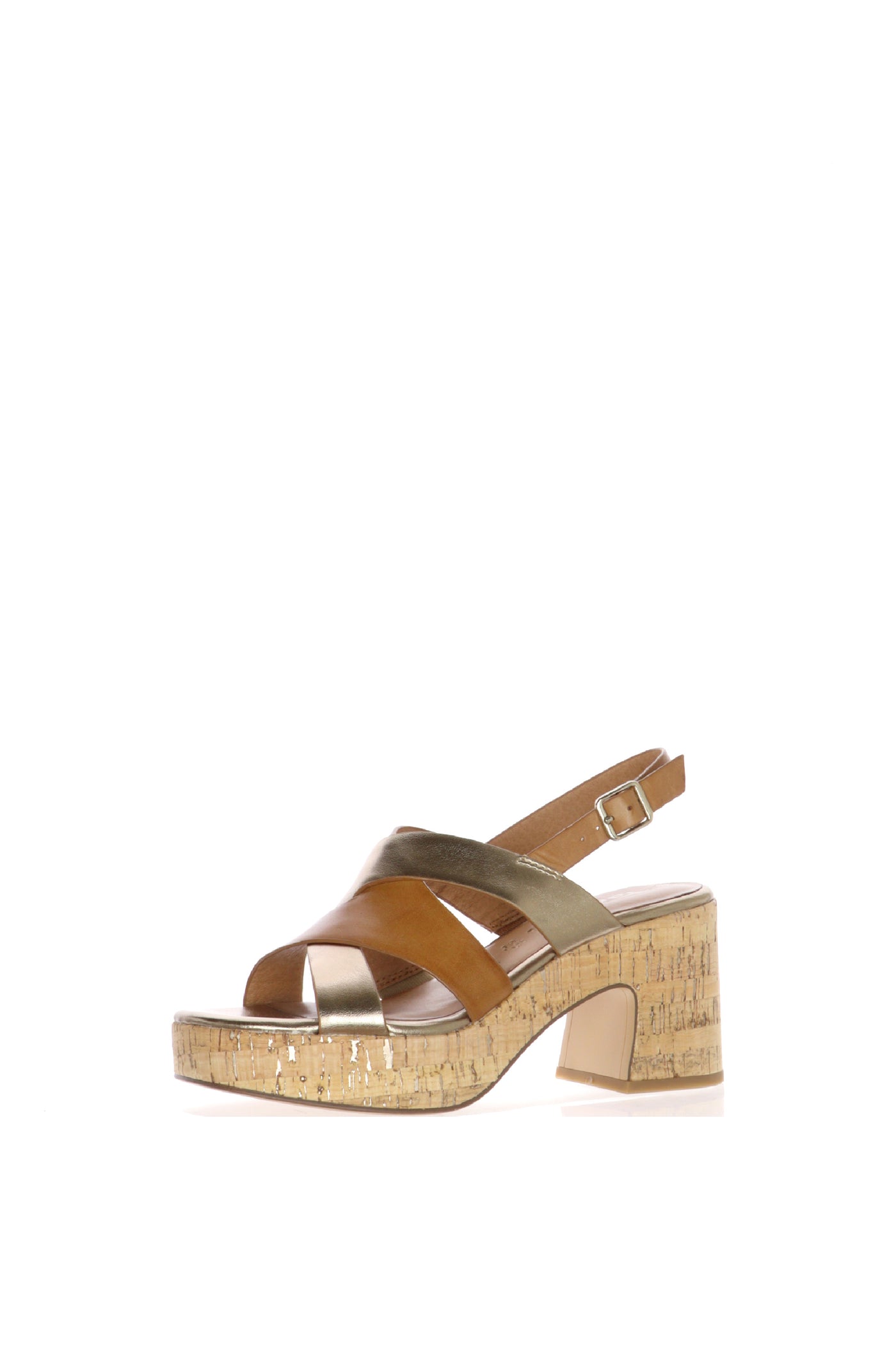 Sandalo in pelle bicolore con tacco sughero Tamaris 2