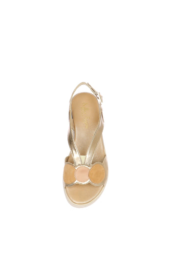 Sandalo in pelle champagne zeppa bassa Soffice Sogno - 5