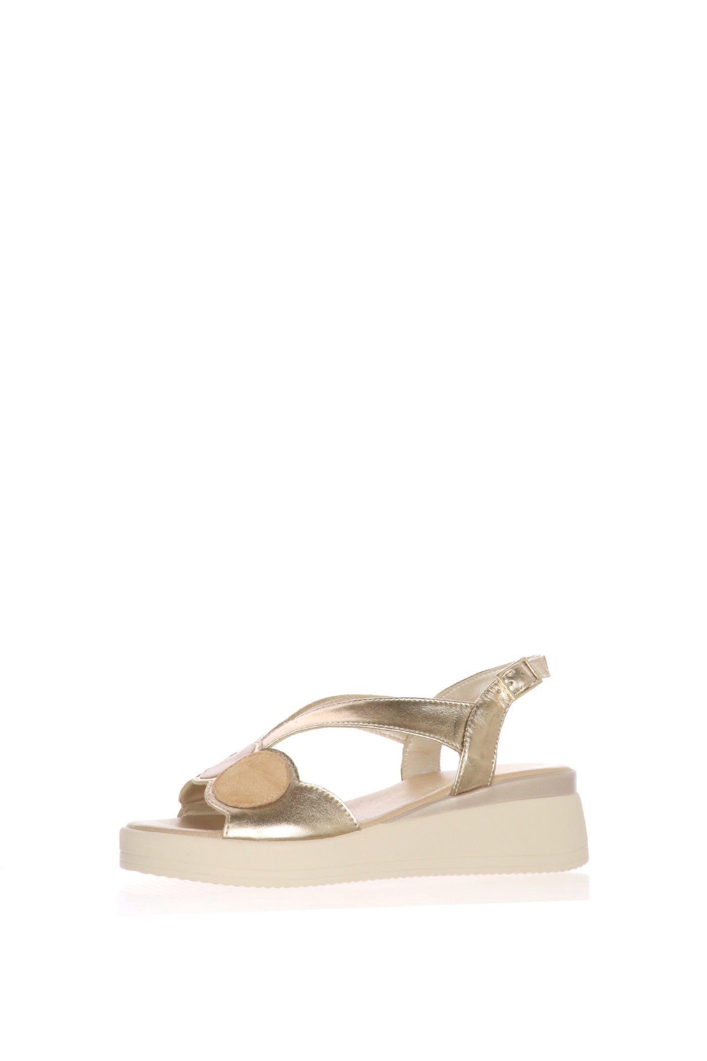 Sandalo in pelle champagne zeppa bassa Soffice Sogno 2
