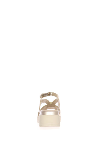 Sandalo in pelle champagne zeppa bassa Soffice Sogno - 4