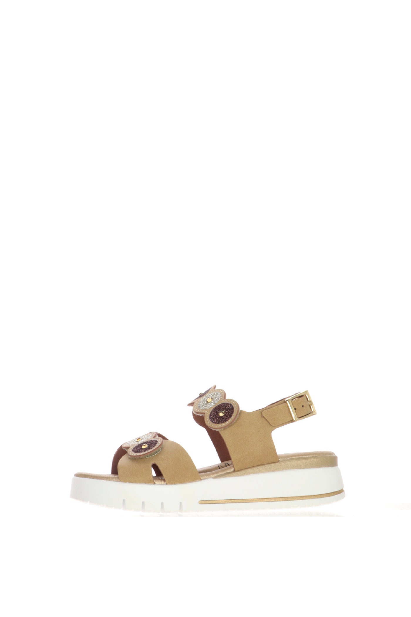 Sandalo in pelle cuoio doppia fascia regolabile con zeppa
