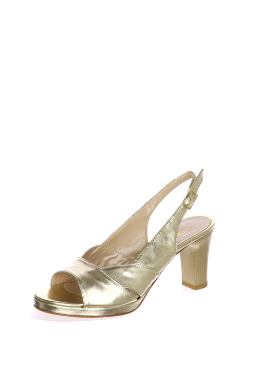 Sandalo in pelle e glitter con tacco medio Soffice Sogno - 1