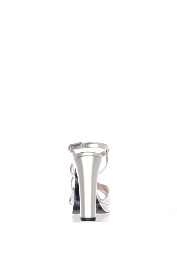 Sandalo in pelle laminata argento tacco doppio Joel - 5
