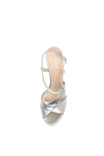 Sandalo in pelle laminata argento tacco doppio Joel - 4