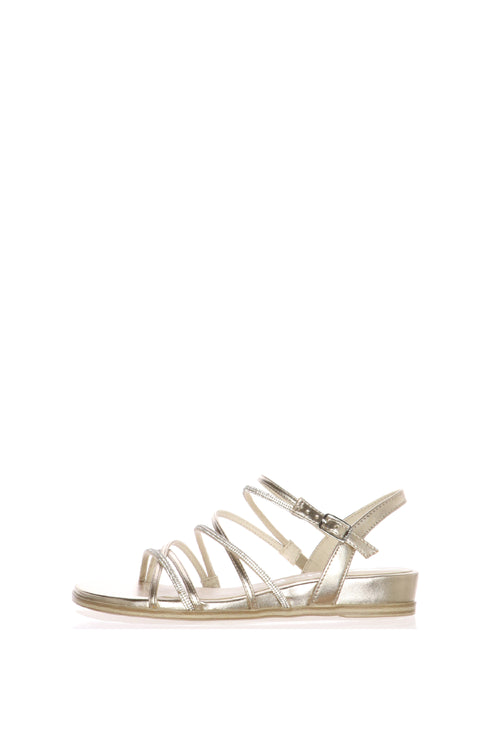 Sandalo in pelle laminata con strass zeppa bassa Tamaris - 1