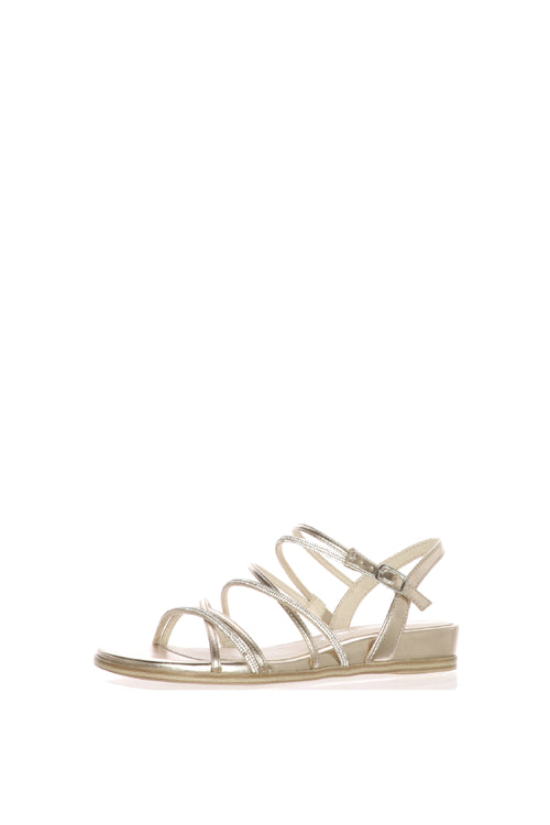 Sandalo in pelle laminata con strass zeppa bassa Tamaris - 2