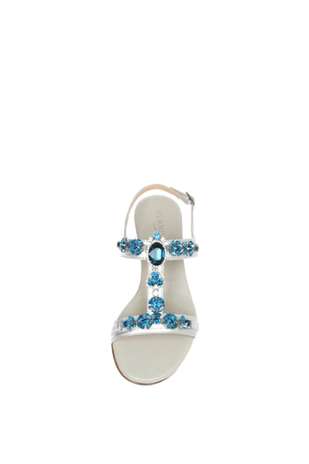 Sandalo in pelle laminato platino e argento con dettagli gioiello Soffice Sogno - 8