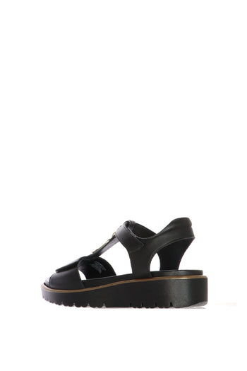 Sandalo in pelle nera con fasce regolabili - 4