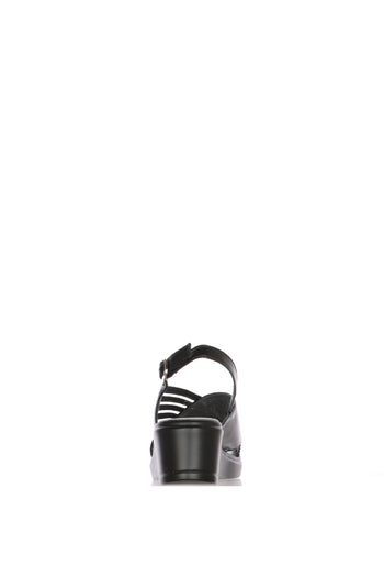 Sandalo in pelle nera blu argento con fascia trasversale elastica - 11