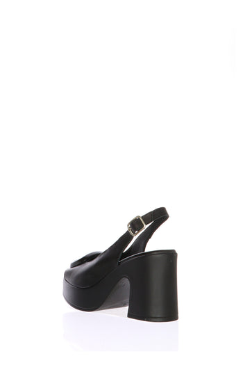 Sandalo in pelle nero e beige  con tacco largo Dorking by Fluchos - 10