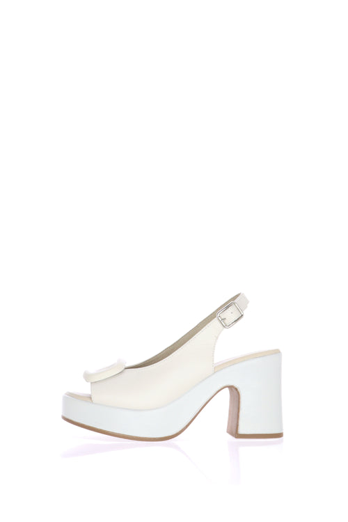 Sandalo in pelle nero e beige  con tacco largo Dorking by Fluchos - 1