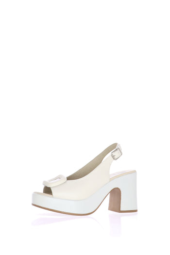 Sandalo in pelle nero e beige  con tacco largo Dorking by Fluchos - 3