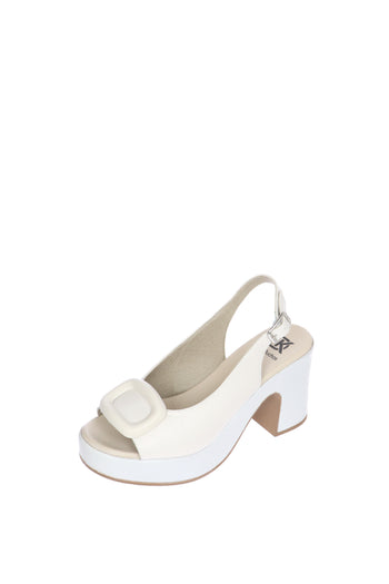 Sandalo in pelle nero e beige  con tacco largo Dorking by Fluchos - 5