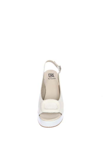 Sandalo in pelle nero e beige  con tacco largo Dorking by Fluchos - 6