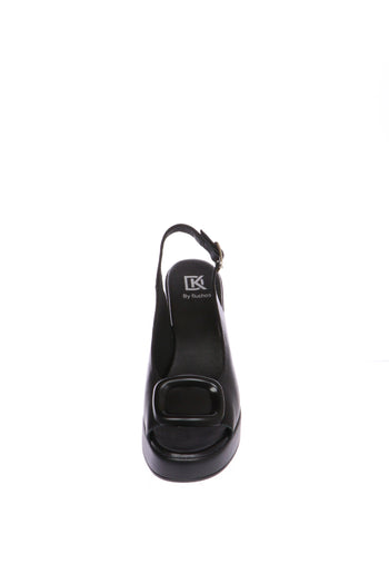 Sandalo in pelle nero e beige  con tacco largo Dorking by Fluchos - 7