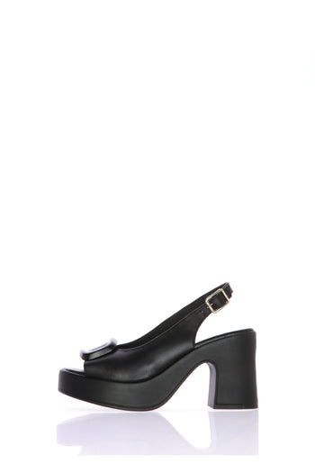 Sandalo in pelle nero e beige  con tacco largo Dorking by Fluchos - 3