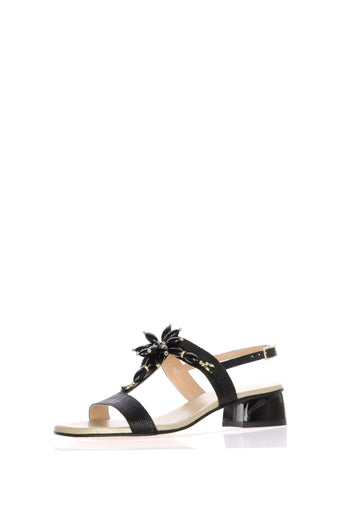 Sandalo in pelle rafia nero con accessorio  Soffice Sogno - 4