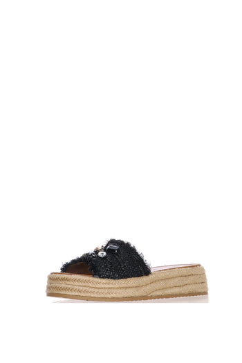 Sandalo in rafia con gioello platform - 5
