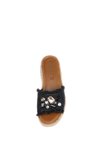 Sandalo in rafia con gioello platform - 9
