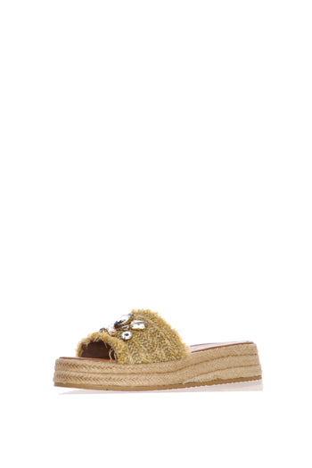 Sandalo in rafia con gioello platform - 4
