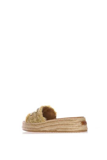 Sandalo in rafia con gioello platform - 6