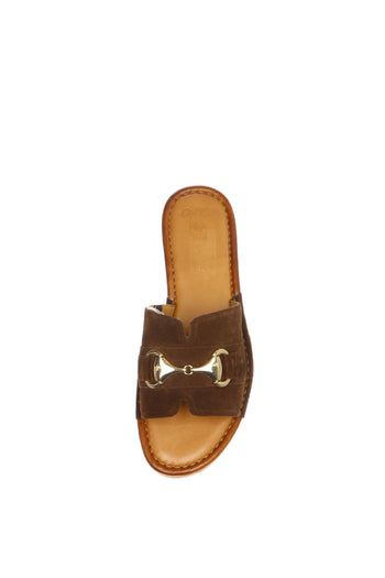 Sandalo mules con fascia in camoscio con fibbia - 6