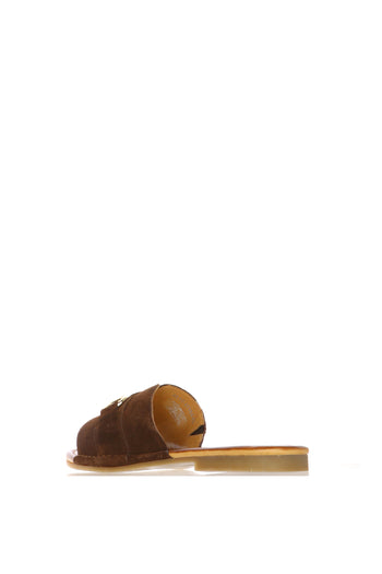 Sandalo mules con fascia in camoscio con fibbia - 4