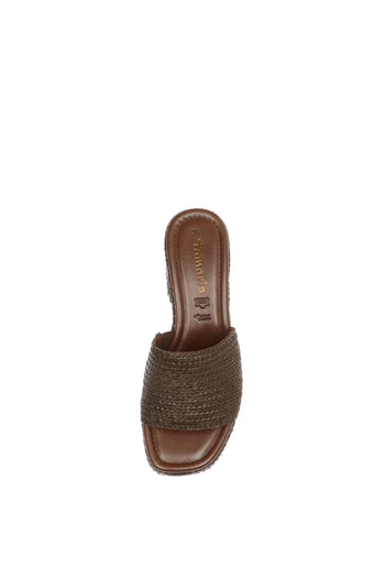 Sandalo mules con trama  intrecciata marrone - 6