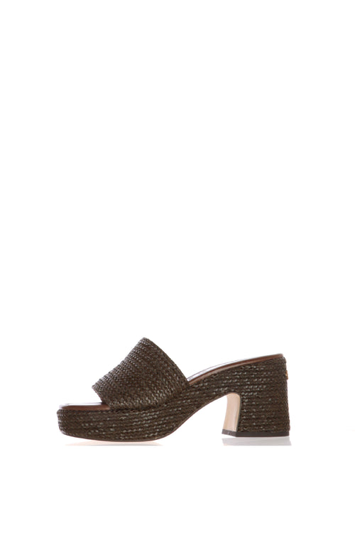 Sandalo mules con trama  intrecciata marrone - 1