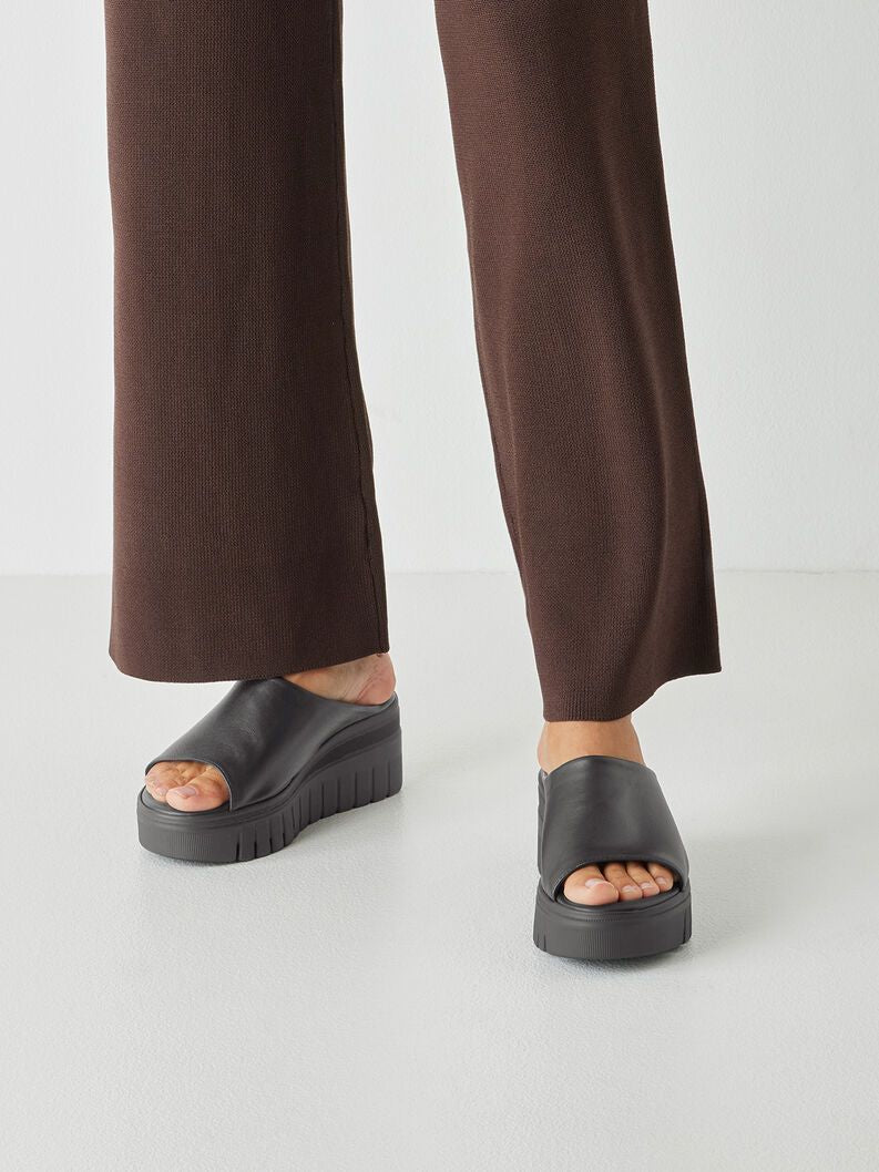 Sandalo mules platform  nero e beige 2