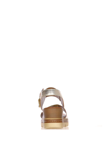 Sandalo oro con doppia fascia regolabile e fibbia tartarugata - 6